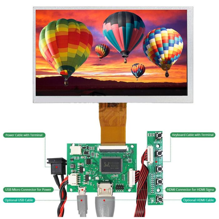 7 inch IPS 1024x600 Çözünürlüklü Dokunmatik LCD (HDMI Driver ve Raspberry PI Uyumlu Denetleyici Kart) - Görsel 2
