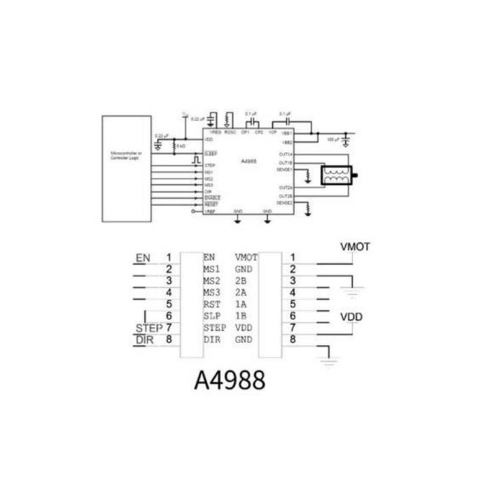 A4988 2A Yeşil Soğutuculu Step Motor Sürücü Kartı 3D Yazıcı/CNC Uyumlu - Görsel 6
