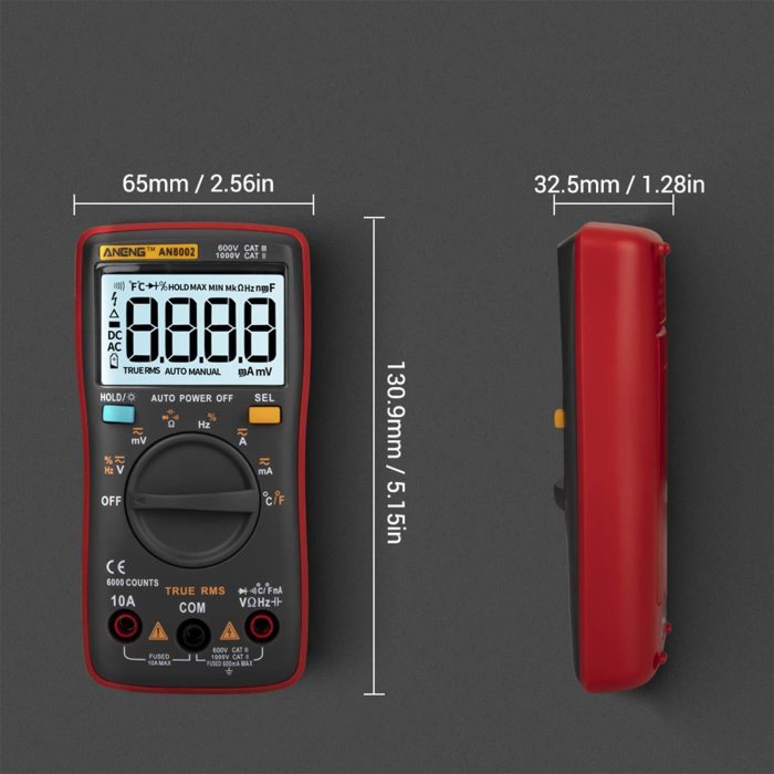 ANENG AN8002 6000 Yüksek Hassasiyetli Dijital Kırmızı Multimetre - Görsel 8