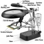 Değiştirilebilir Mercekli LED Işıklı Büyüteçli Lehim Tamir Havya Standı - MG16129-C - Görsel 3