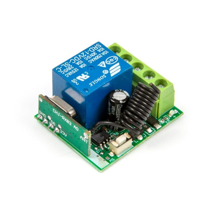DC 12V 1 Kanallı 433 MHz Kablosuz RF Alıcılı Röle Modülü - Görsel 2