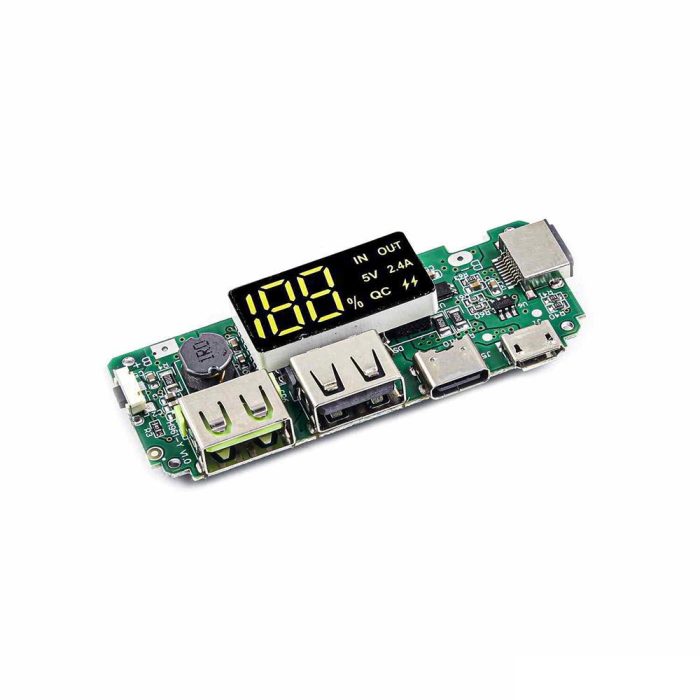 Çift USB 5V 2.4A USB Micro / Type-C Hızlı Şarj Power Bank Modülü - Görsel 4