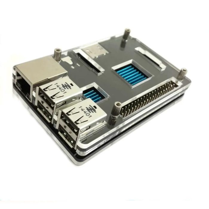Raspberry Pi 2 Şeffaf Siyah Metal Vidalı Kutu - Görsel 2