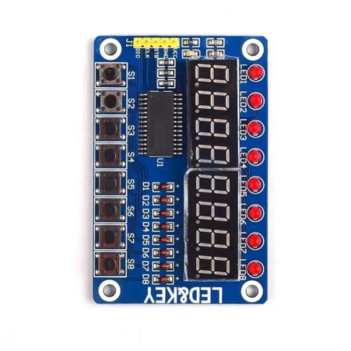 TM1638 Modülü Anahtar Ekran AVR Arduino 8-Bit Dijital LED Kartı - Görsel 3