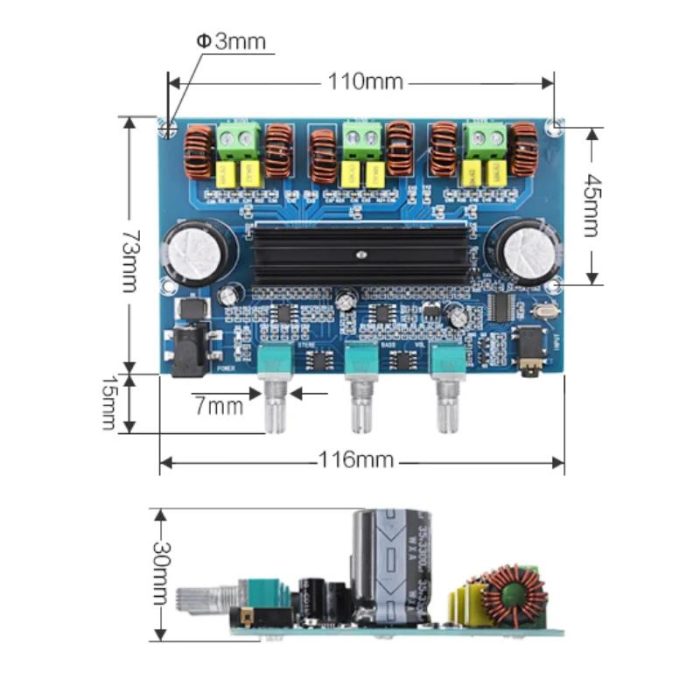 XH-A305 TPA3116D2 12V-24V Bluetooth 5.0 2x50W + 100W Amplifikatör Modülü - Görsel 7