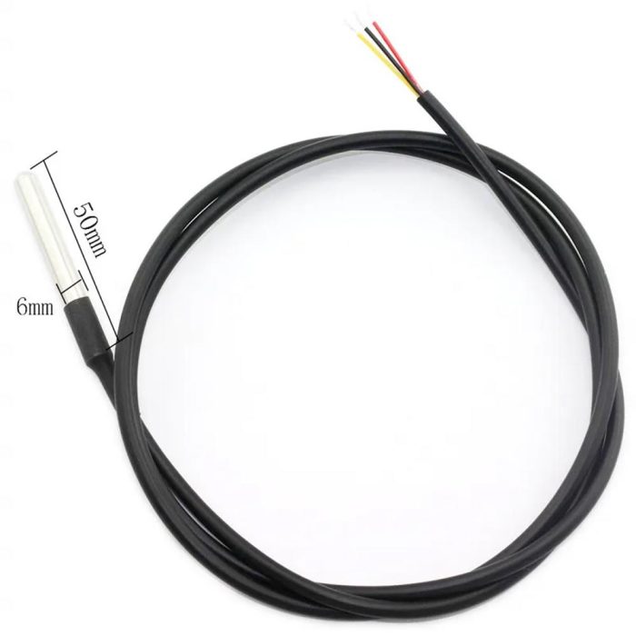 DS18B20 1 Metre Çin Çipli Termal Su Geçirmez Prob Sıcaklık Kontrol Sensörü - Görsel 2
