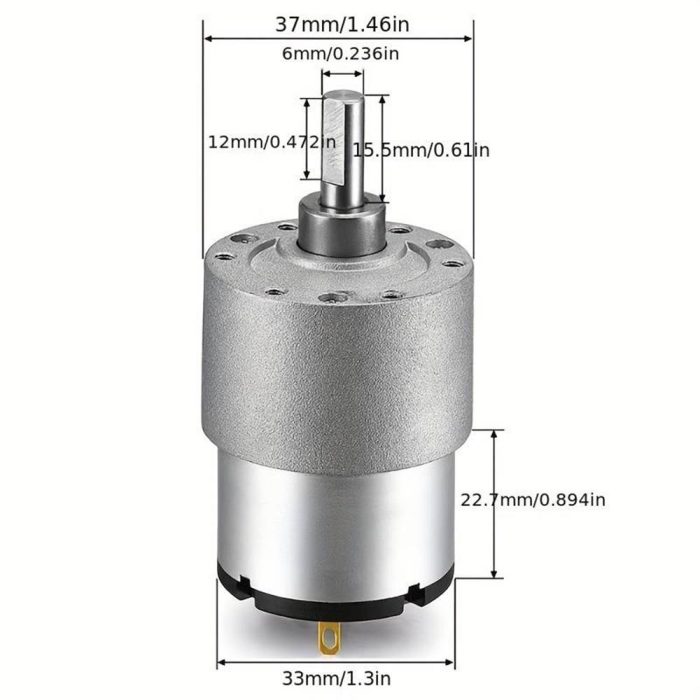JGB37-520 DC 12V 960 RPM Redüktörlü Motor Yüksek Torklu - Görsel 2
