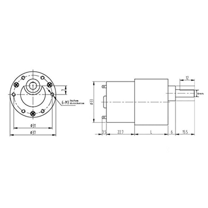 JGB37-520 DC 12V 960 RPM Redüktörlü Motor Yüksek Torklu - Görsel 6