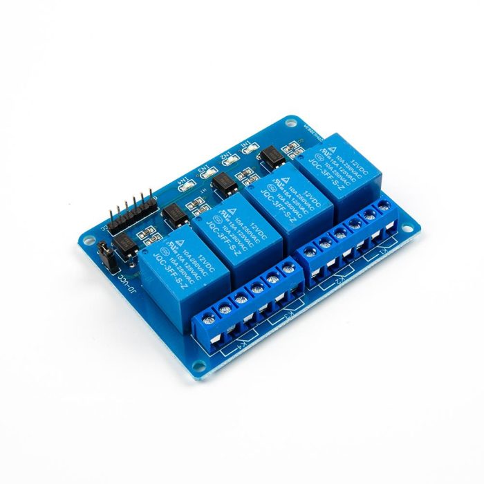 12V 4 Kanallı Kırmızı Işıklı Röle - Görsel 2