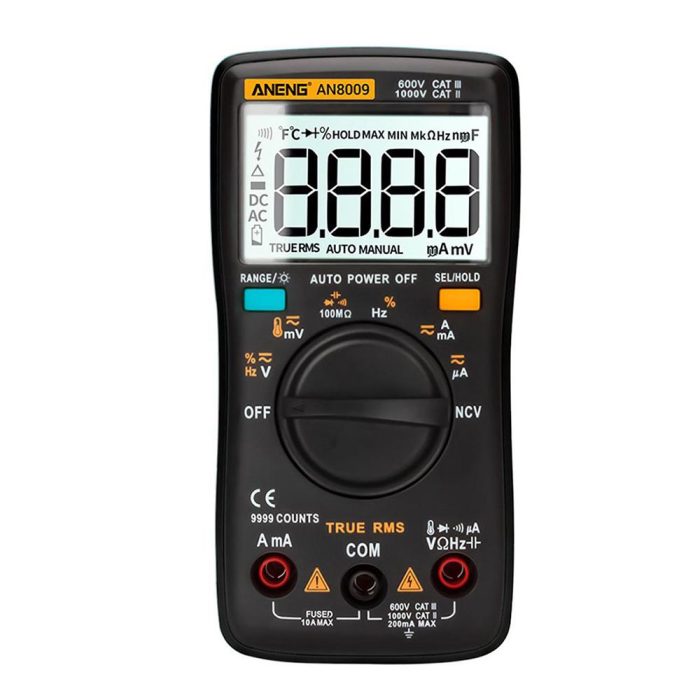ANENG AN8009 Kullanışlı Otomatik Dijital Siyah Multimetre - Görsel 1
