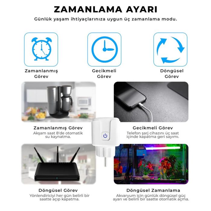 Akıllı WiFi Priz 16A Tuya Destekli Enerji Takipli Alexa Uyumlu - Görsel 5