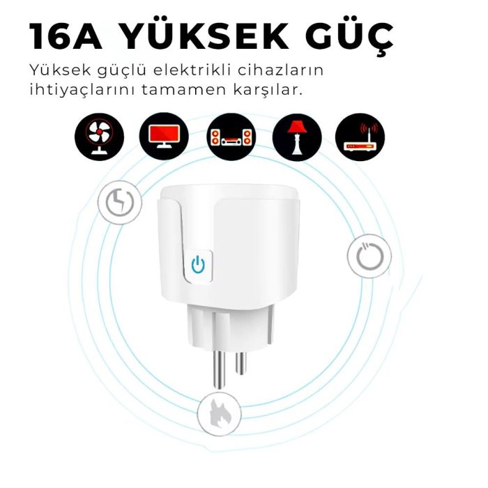 Akıllı WiFi Priz 16A Tuya Destekli Enerji Takipli Alexa Uyumlu - Görsel 6