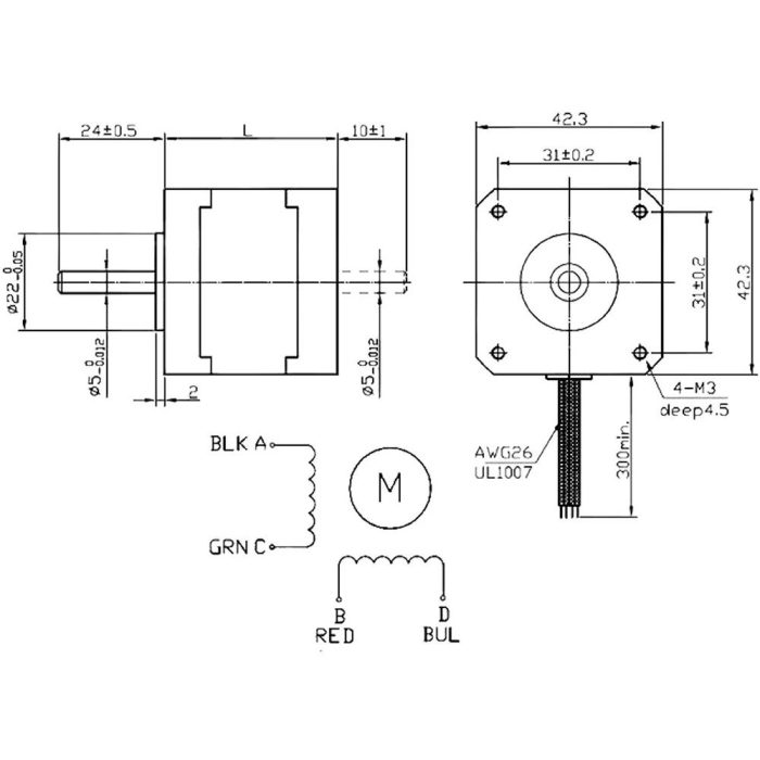 NEMA17 JK42HS40-1304F 42BYG D Shaft Step Motor 1.3A - 40mm - Görsel 4
