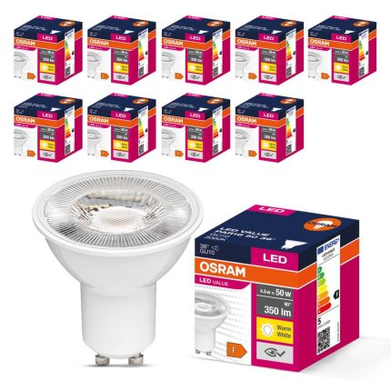 Osram LED Value PAR16 4.5W GU10 3000K Sıcak Beyaz Ampul 10 Adet