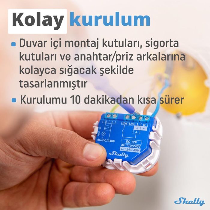 Shelly Plus 1 Wi-Fi ve Bluetooth Akıllı Röle - Görsel 2