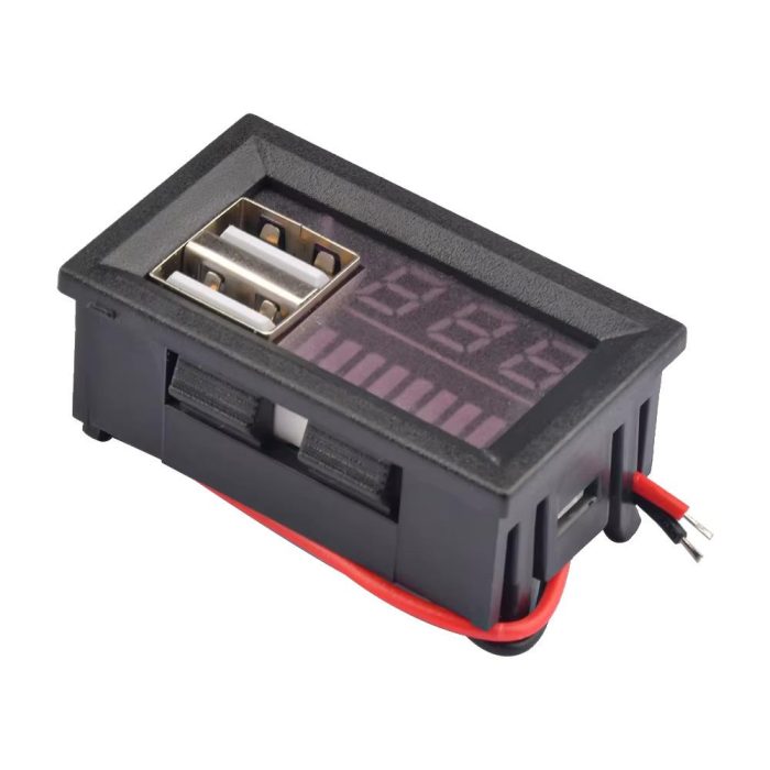 12V Dijital Kırmızı Voltmetre USB 5V 2A Araç Şarj Paneli - Görsel 2