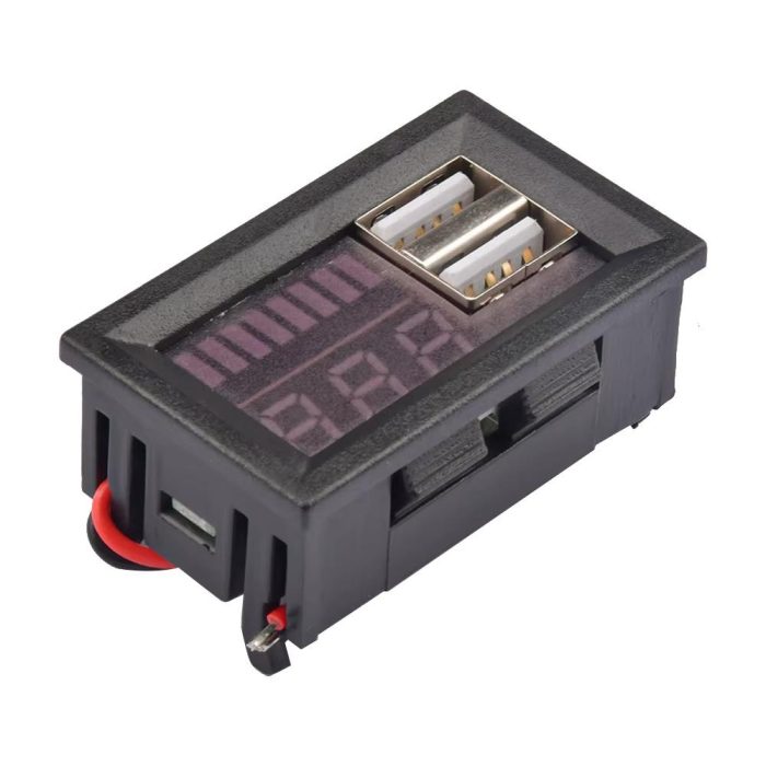 12V Dijital Kırmızı Voltmetre USB 5V 2A Araç Şarj Paneli - Görsel 3