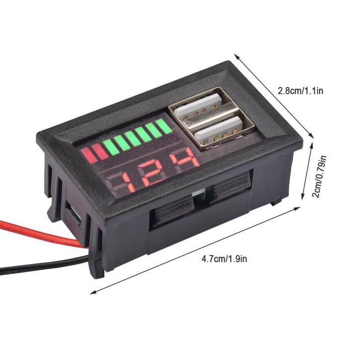 12V Dijital Kırmızı Voltmetre USB 5V 2A Araç Şarj Paneli - Görsel 5
