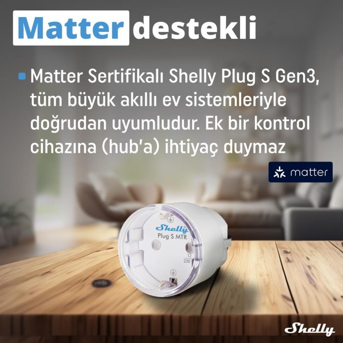 Shelly Plug S Gen3 Matter Destekli Akıllı Priz - Görsel 2