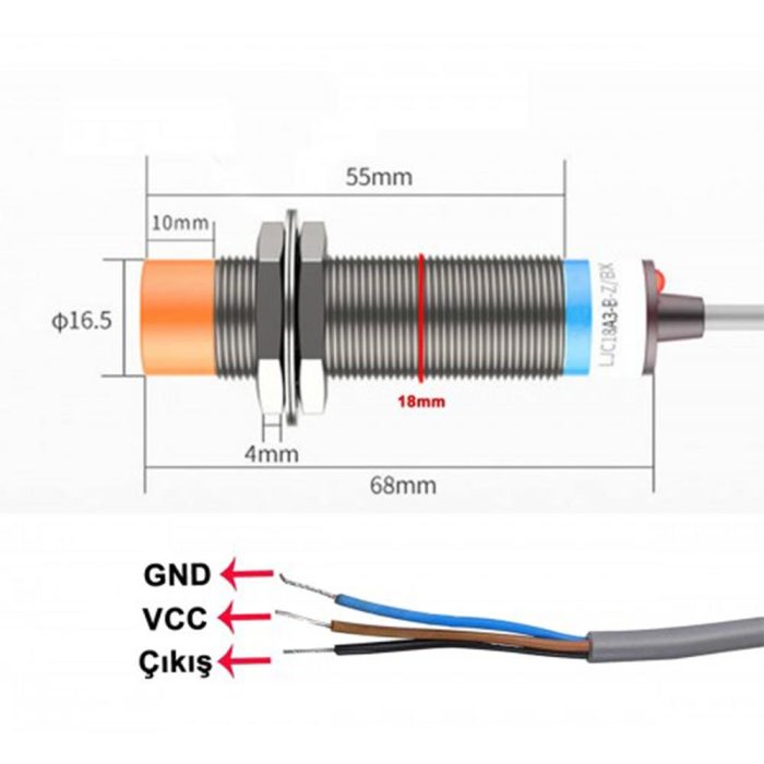 LJC18A3-H-Z/BX NPN NO Kapasitif Yakınlık/Mesafe Sensörü - Görsel 4