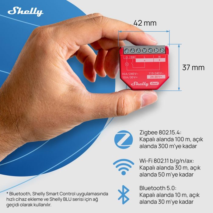 Shelly 1PM Gen4 Enerji Ölçümlü 16A Akıllı Röle - Görsel 4