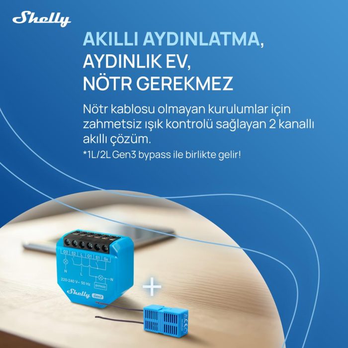 Shelly 2L Gen3 Nötrsüz 2 Kanallı Akıllı Röle - Görsel 2