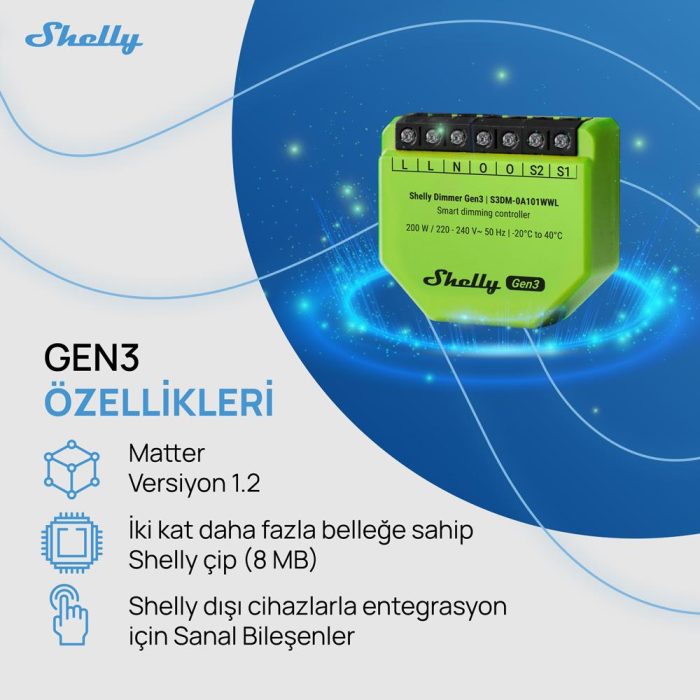 Shelly Dimmer Gen3 Akıllı Led Dimmer Kontrol Rölesi - Görsel 7