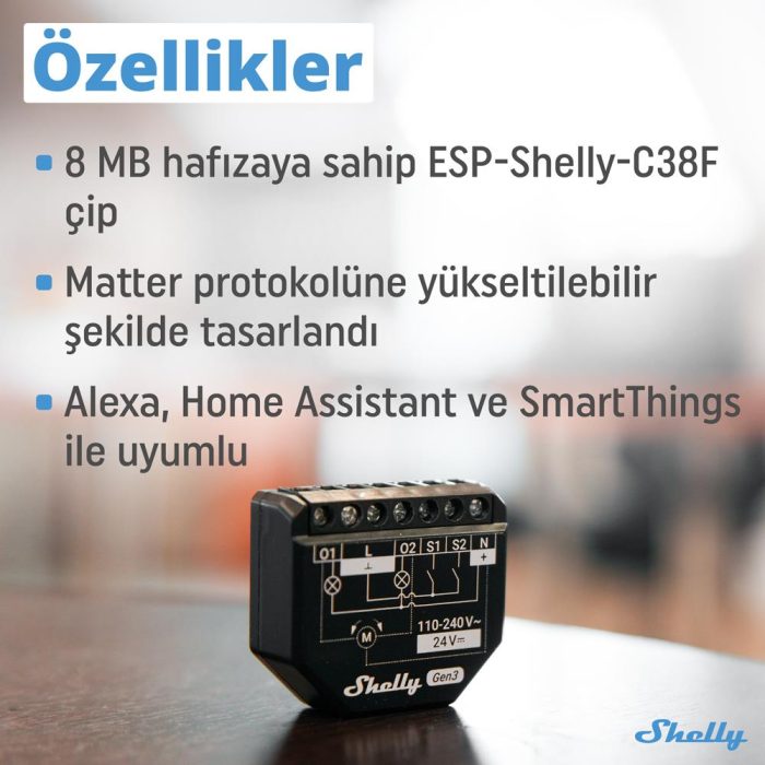 Shelly 2PM Gen3 Enerji Ölçümlü 2 Kanallı Akıllı Röle - Görsel 4