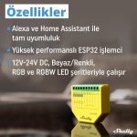 Shelly Plus RGBW PM Akıllı LED Renk ve Parlaklık Kontrol Rölesi - Görsel 3