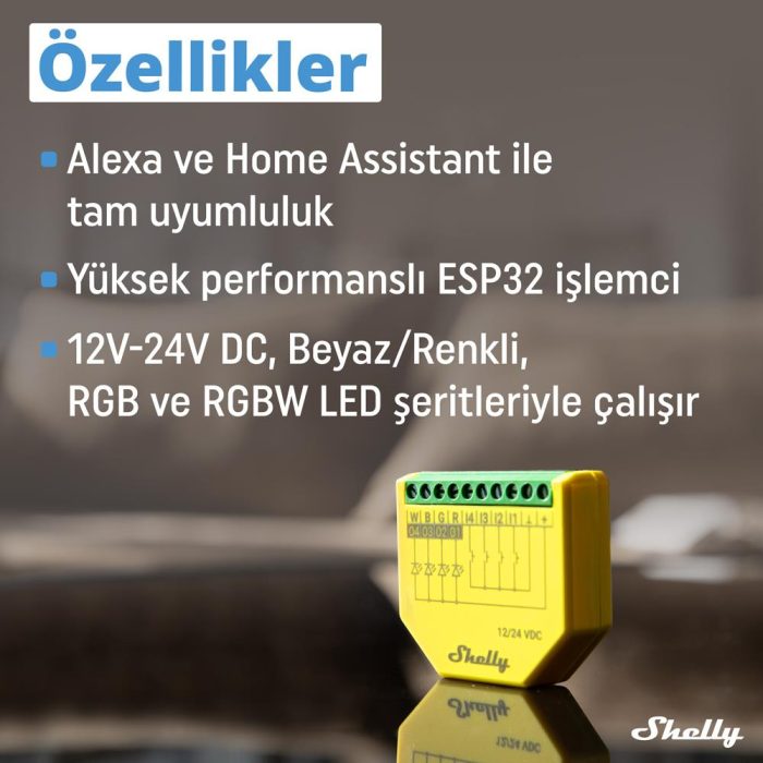 Shelly Plus RGBW PM Akıllı LED Renk ve Parlaklık Kontrol Rölesi - Görsel 3