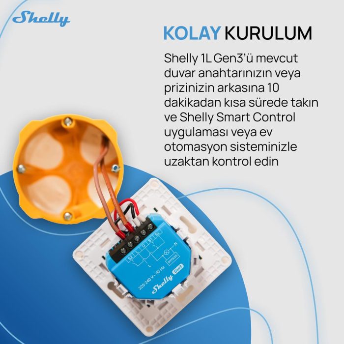 Shelly 1L Gen3 Nötrsüz Akıllı Röle - Görsel 3