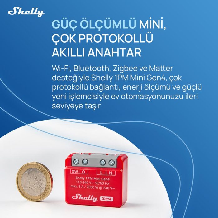 Shelly 1PM Mini Gen4 Enerji Ölçümlü Akıllı Röle - Görsel 2