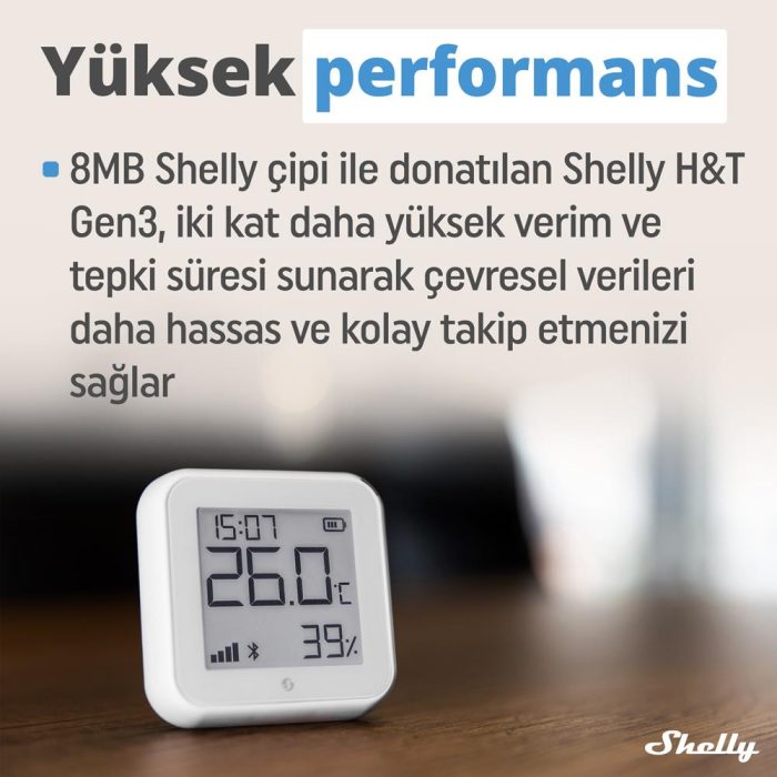 Shelly H&T Gen3 WiFi Sıcaklık ve Nem Sensörü (Beyaz) - Görsel 4