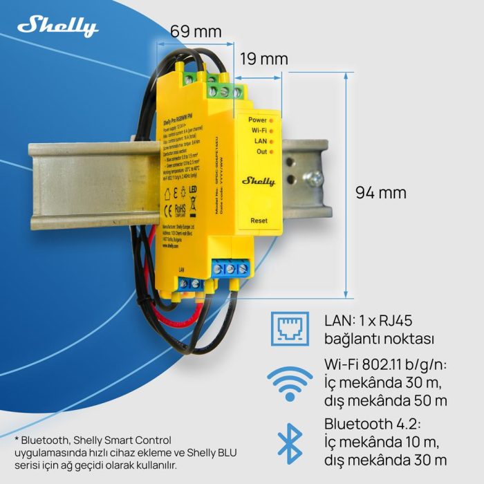 Shelly Pro RGBWW PM Akıllı LED Renk ve Parlaklık Kontrol Rölesi - Görsel 3