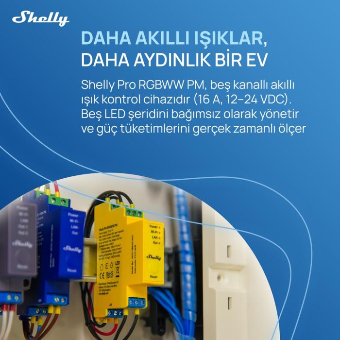 Shelly Pro RGBWW PM Akıllı LED Renk ve Parlaklık Kontrol Rölesi - Görsel 2