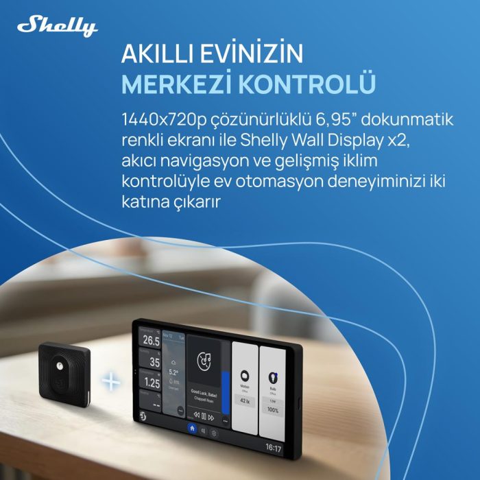 Shelly Wall Display X2 siyah akıllı ev kontrol paneli detay görseli