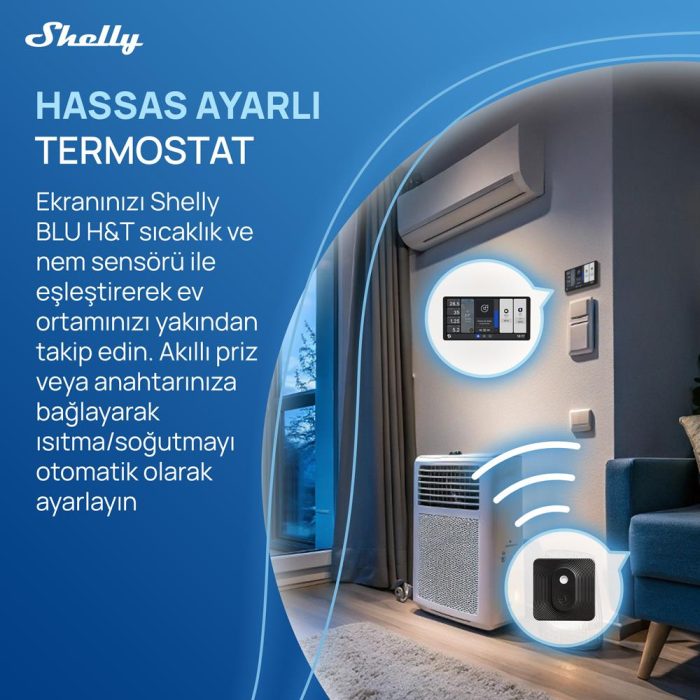 Shelly Wall Display X2 ve BLU H&T siyah akıllı kontrol seti