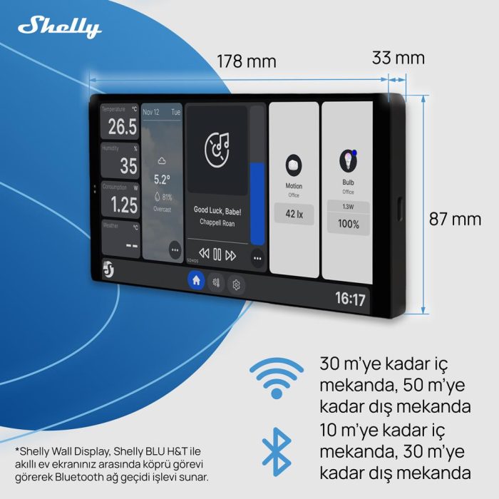 Shelly Wall Display X2 siyah merkezi akıllı ev ekranı