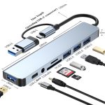 8 in 1 USB Type-C Çok Portlu Hub USB 3.0 2.0 3.5 mm Ses TF SD Kart Çevirici Adaptör - Görsel 2