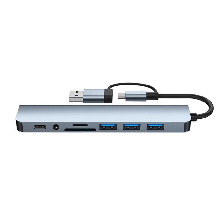 8 in 1 USB Type-C Çok Portlu Hub USB 3.0 2.0 3.5 mm Ses TF SD Kart Çevirici Adaptör - Görsel 4