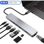 8 in 1 Type C to HDTV Çok Portlu Hub 4K HDMI PD RJ45 USB 3.0 SD TF Çevirici Adaptör - Görsel 2