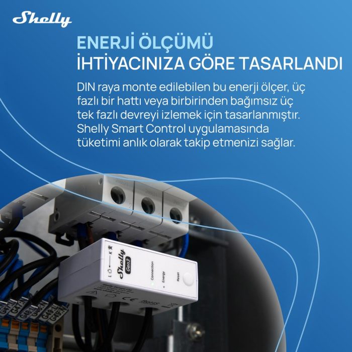 Shelly 3EM-63W Gen3 Akıllı 3 Faz Enerji Ölçer - Görsel 3
