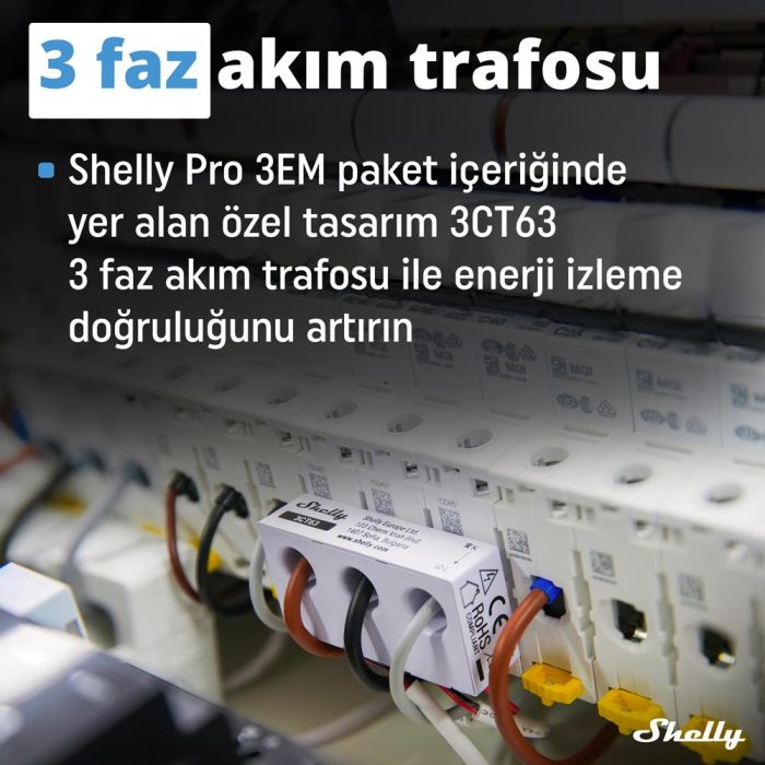 Shelly Pro 3EM 3CT 63 DIN Ray Akıllı 3 Faz Enerji Ölçer - Görsel 4