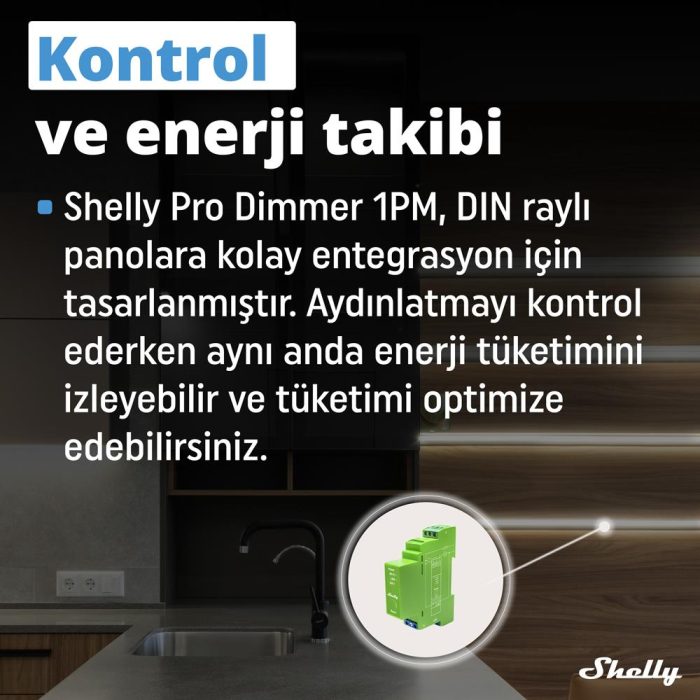 Shelly Pro Dimmer 1PM DIN Ray 1 Kanal Enerji Ölçümlü Akıllı Dimmer - Görsel 4