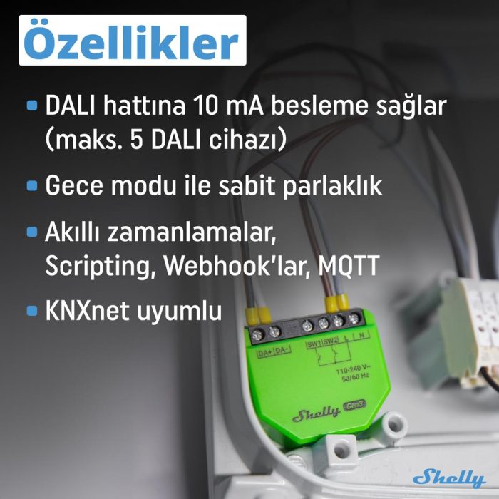 Shelly DALI Dimmer Gen3 Akıllı DALI Dimmer LED Kontrol Rölesi - Görsel 3