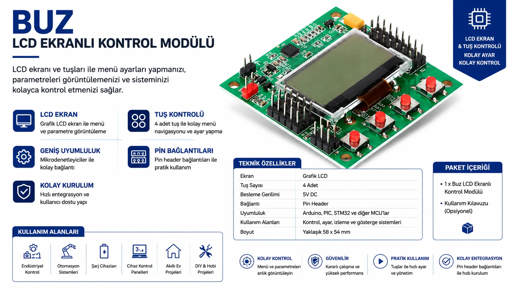 Ekranlı KK2 Multicopter Tricopter Quadcopter Kontrol Kartı