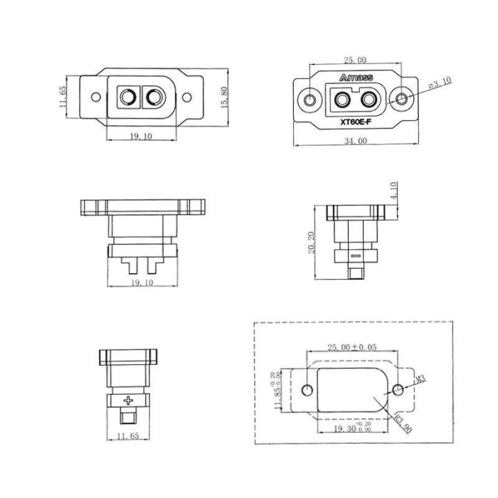 XT60E-F Panel Montaj Dişi Konnektör - Görsel 4